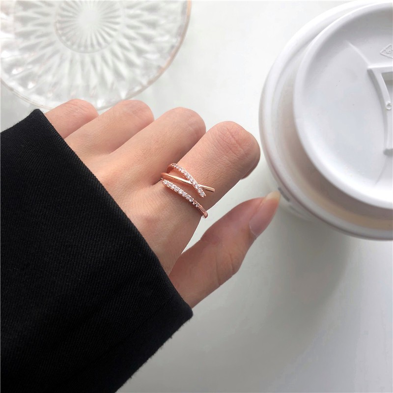 Nhẫn thiết kế đơn giản đính đá nhân tạo phong cách sang trọng dành cho nữ B0012