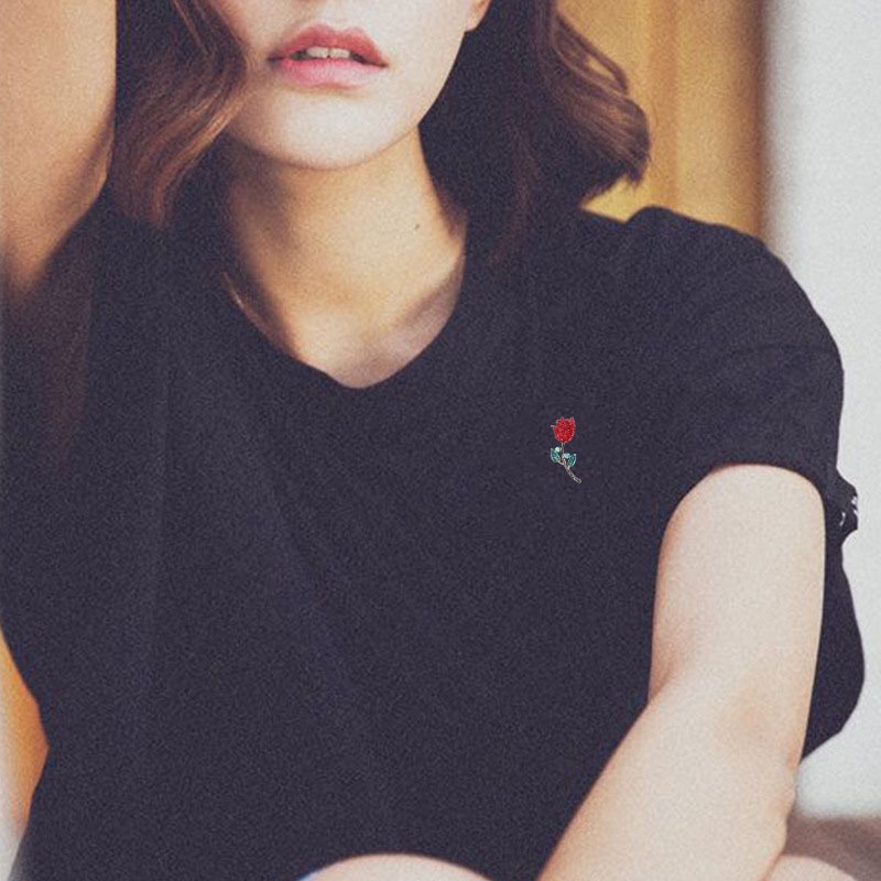 Ghim Cài Áo Hình Hoa Hồng Đính Đá Sang Trọng Cho Nữ