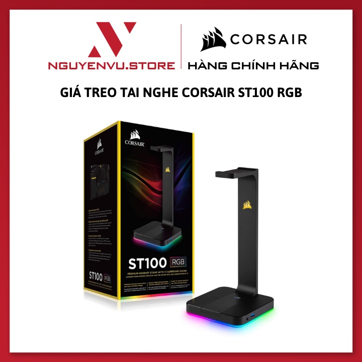 Giá treo tai nghe Corsair ST100 RGB Headstand - Hỗ trợ Soundcard 7.1 Surround - Hàng Chính Hãng