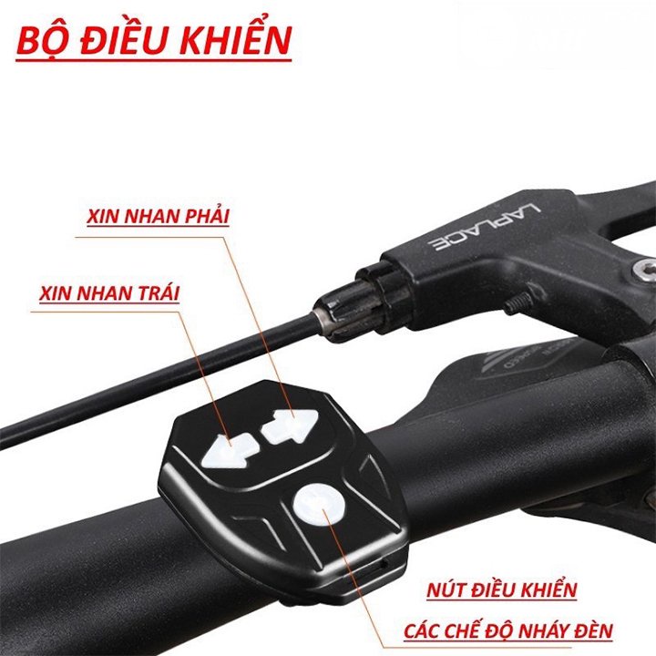 Đèn xi nhan xe đạp thể thao có còi không dây điều khiển từ xa kiêm đèn hậu xe đạp sạc usb chống nước