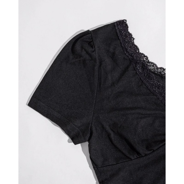🔮 Áo croptop màu trơn viền ren buộc dây sau lưng trendy phong cách Châu Âu cho nữ /destiny.me/