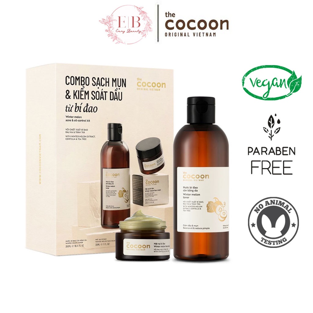 Combo Sạch Mụn Từ Bí Đao Cocoon: Nước bí đao cân bằng da 310ml + Mặt nạ bí đao 30ml