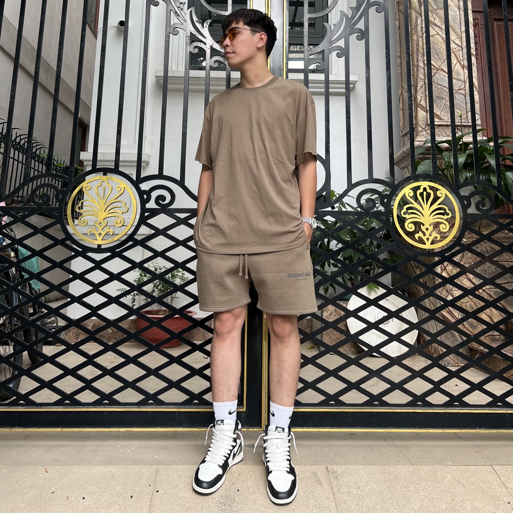 Set đồ Fear Of God FOG Essentials SS21 Harvest bản cao cấp, Bộ đồ mùa hè FOG Essentials chất liệu cotton