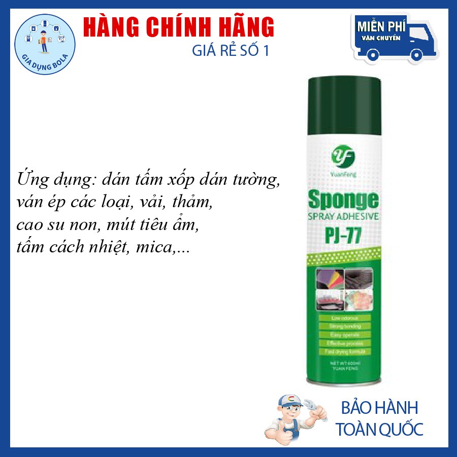 Keo Dán Dạng Xịt Đa Năng PJ77 Dán Mút , Xốp , Không Mùi .