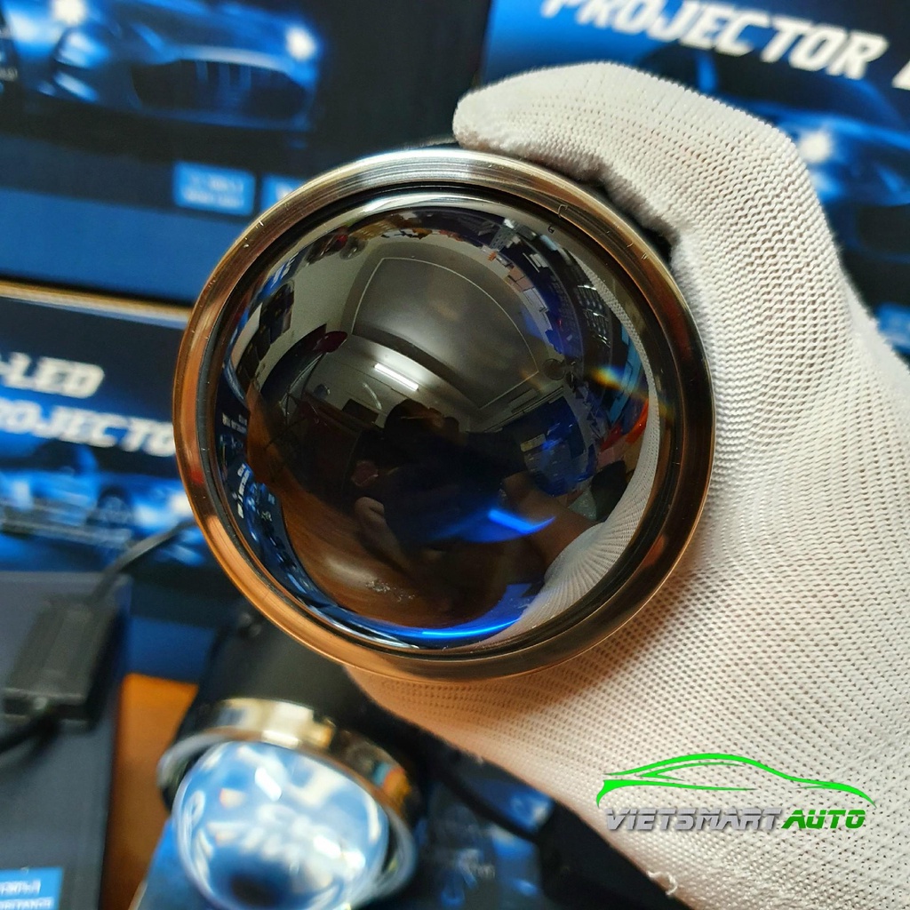 Đèn bi gầm LED 3 màu 3 chế độ pha cos LENS TÍM phá sương chống chói