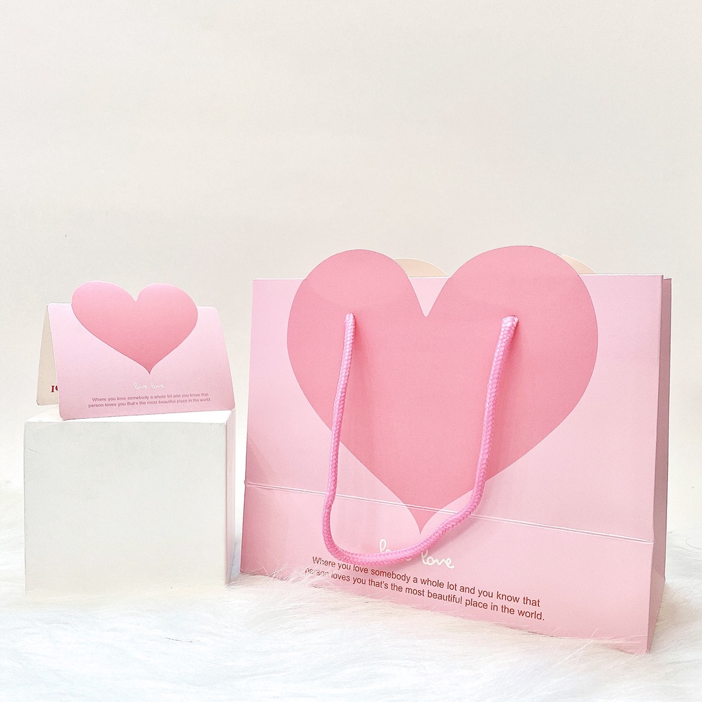 ⚡ Túi giấy trái tim có quai siêu dễ thương - Túi đựng hộp quà, quà tặng