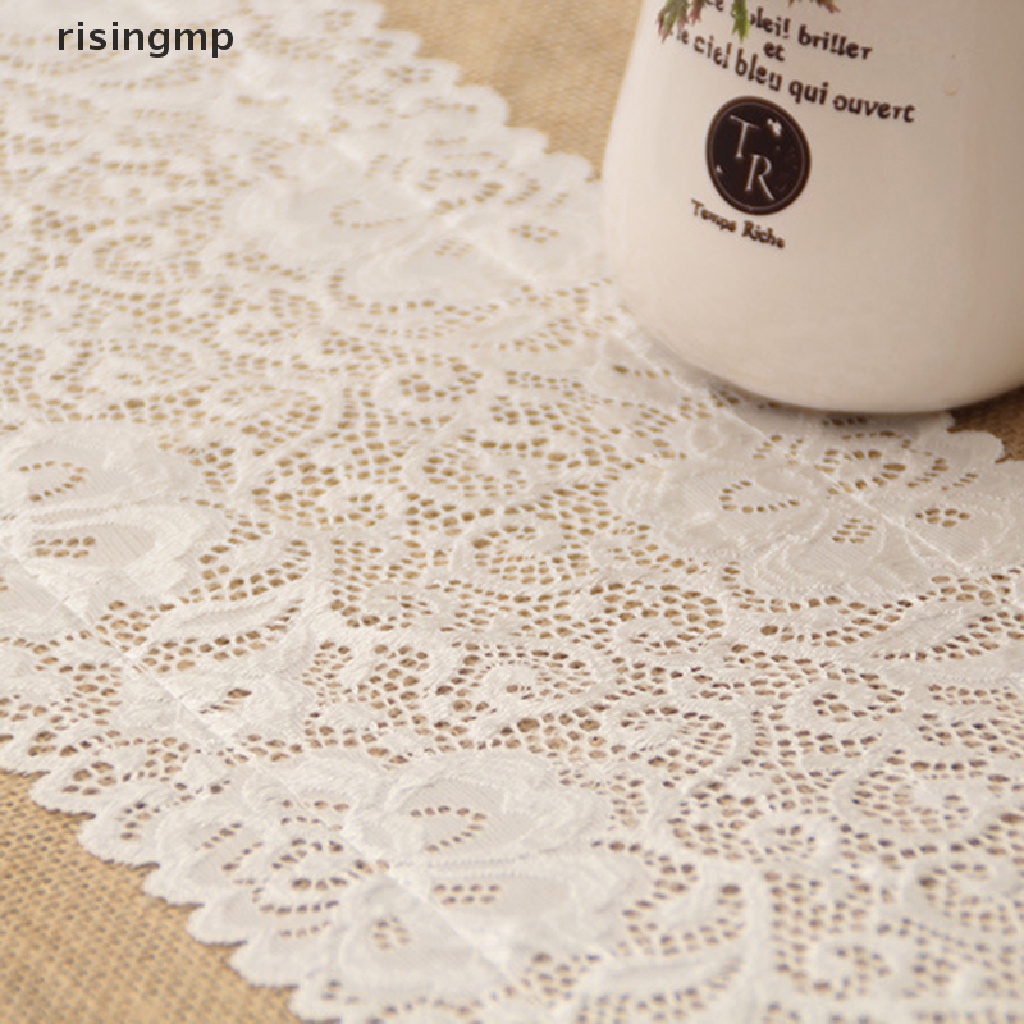 Khăn Trải Bàn Vải Bố Phối Ren Tự Nhiên Kích Thước 30x180cm Dùng Trang Trí Tiệc Cưới ♨Trên đó