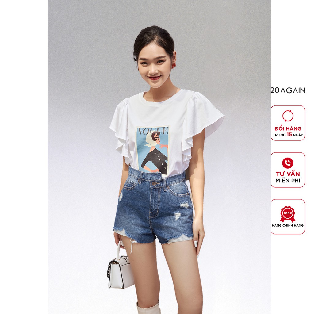 [Mã WABR1111 giảm 10% đơn 250K] Áo Phông Tay Bèo in hình 20AGAIN, hàng thiết kế trẻ trung, cá tính ATA1149