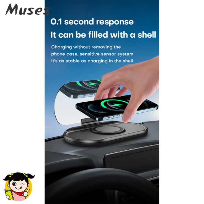 Giá Đỡ Sạc Máy Chiếu Hd Không Dây Hít Nam Châm Màn Hình Hud Cho Xe Hơi