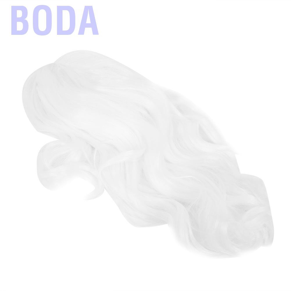Boda Cosplay Santa Claus Wig Synthetic Hair White Long Curly Wavy Wigs for Christmas