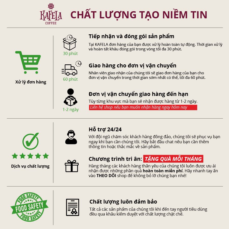 [GU MẠNH] - 100% Robusta Cầu Đất & Gia Lai - Cà phê pha phin Thương hiệu Kafela