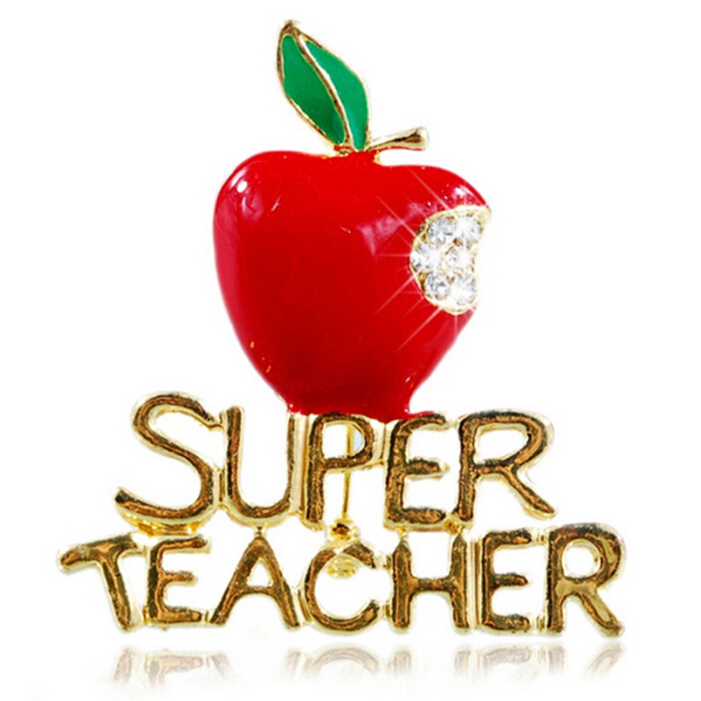 [Hàng Có Sẵn] Trâm Cài Áo Đính Đá Apple Super Teacher Rhineston Quà Tặng Giáng Sinh Ngày Nhà Giáo