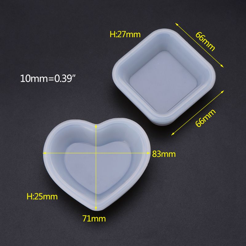 Khuôn silicone hình vuông/trái tim dùng làm đồ trang sức DIY