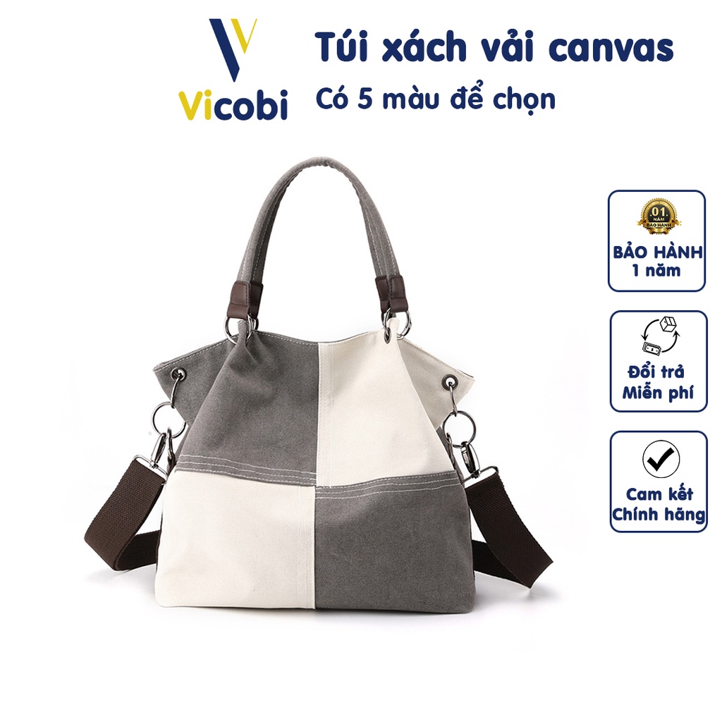Túi xách vải Canvas dày dặn Vicobi CV2, đeo chéo hoặc vai và rất tịện cho đi tiệc, làm, du lịch, cafe hay đi học