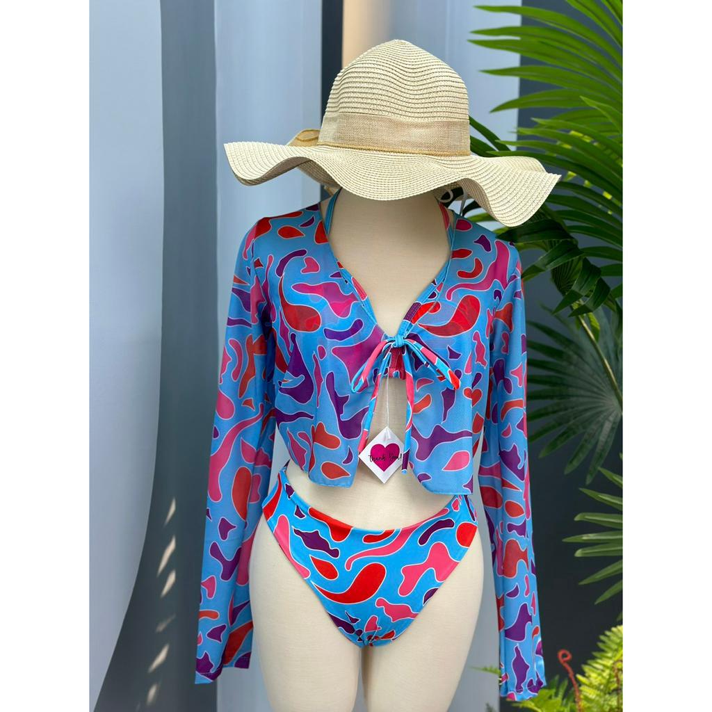 SET 3 MÓN BIKINI, ĐỒ BƠI ĐI BIỂN 2 MẢNH ÁO TAM GIÁC QUẦN CHIP KÈM ÁO KHOÁC MẪU MỚI BM-115