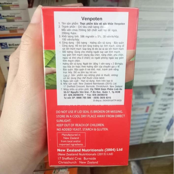 Venpoten 30 viên, 100 viên uống hỗ trợ điều trị giãn tĩnh mạch, tm Pro-life Venpoten