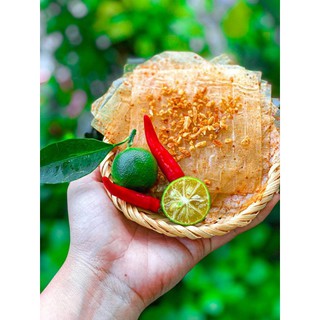 Bánh tráng muối mịn tỏi phi xì ke