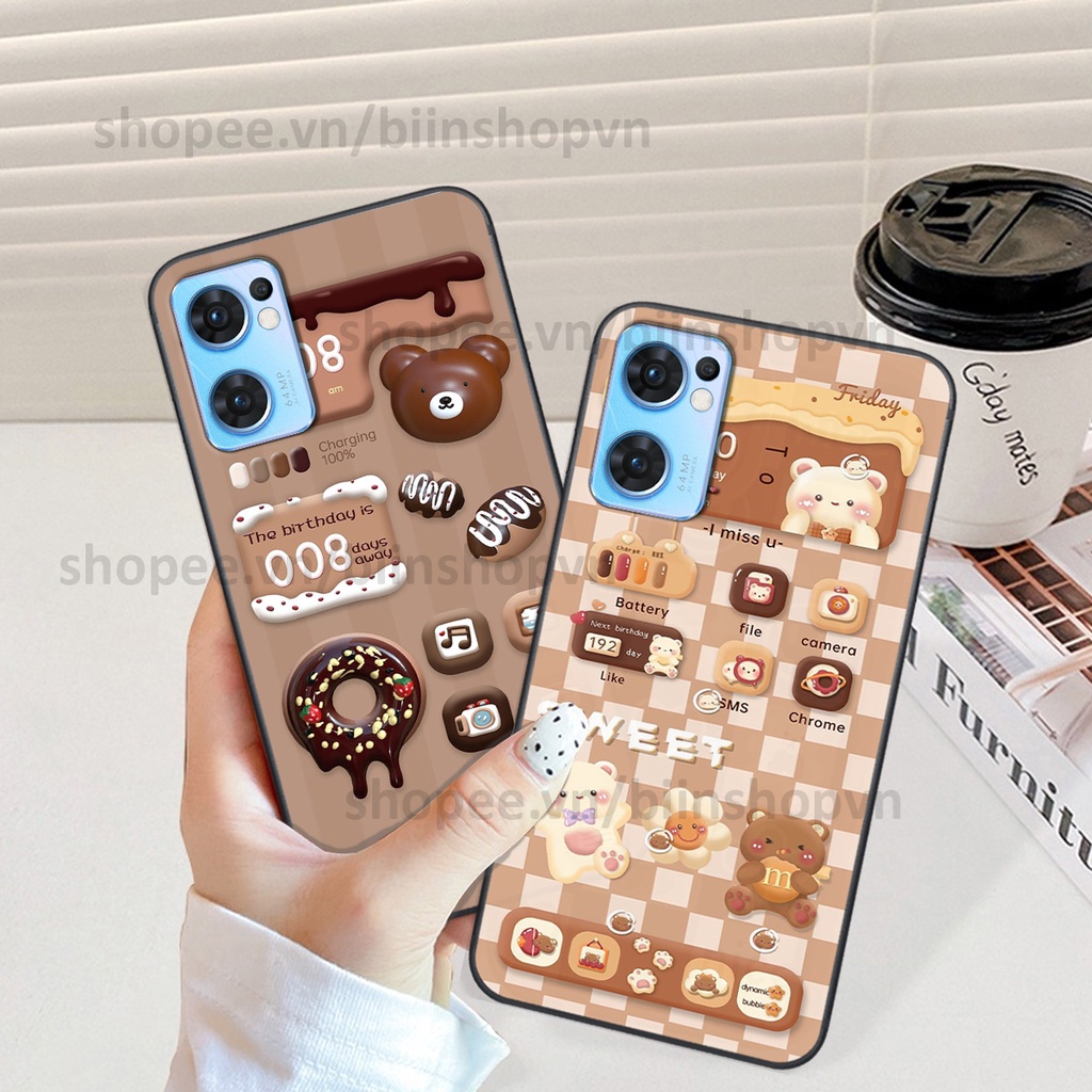 Ốp Oppo Reno 7 5G/ Reno 7Z 5G / Reno 7 4G in hình gấu chocolate kẹo ngọt siêu đẹp siêu xinh