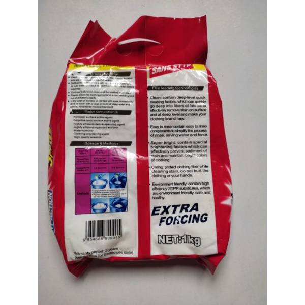 Bột giặt EXTRA FORCING hương chanh 1kg cực sạch ít bọt tốt cho máy giặt,giặt tay nước giặt xà phòng chất lg như omo ô mô