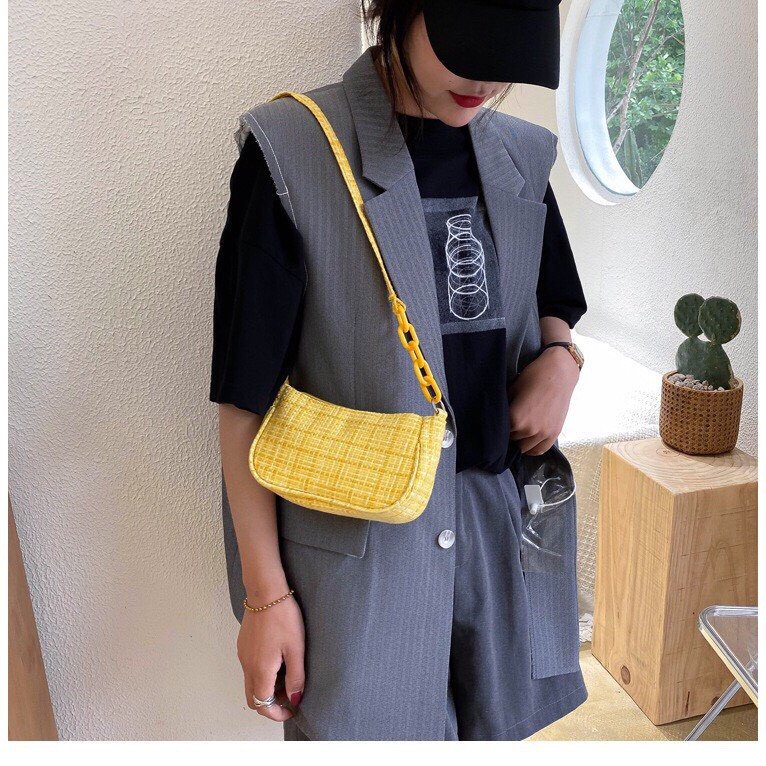 Túi Xách NữTặng Quà Túi Xách Mini Da Pu cao cấp phối kẻ điệu đà thời trang cao cấp MÃ 7608