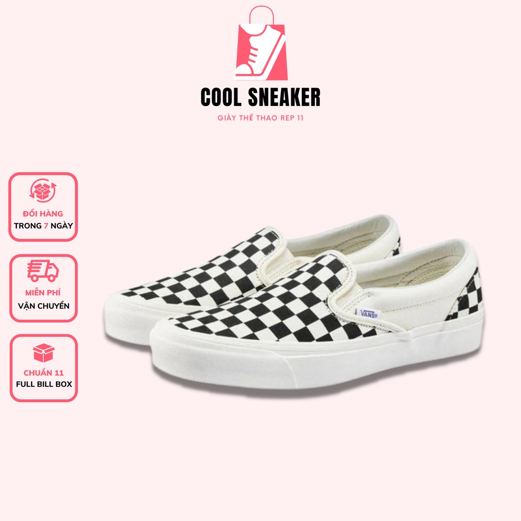 Giày Lười Slip On 𝗩𝗮𝗻𝘀 Caro Nam Nữ, Giày 𝗩𝗮𝗻𝘀 Caro Vải Canvas Dày Dặn Hàng 11 Cao Cấp Full Box Bill