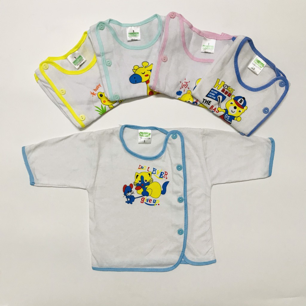 Áo sơ sinh bác sĩ dài tay Bosini cho bé từ 3-7 kg