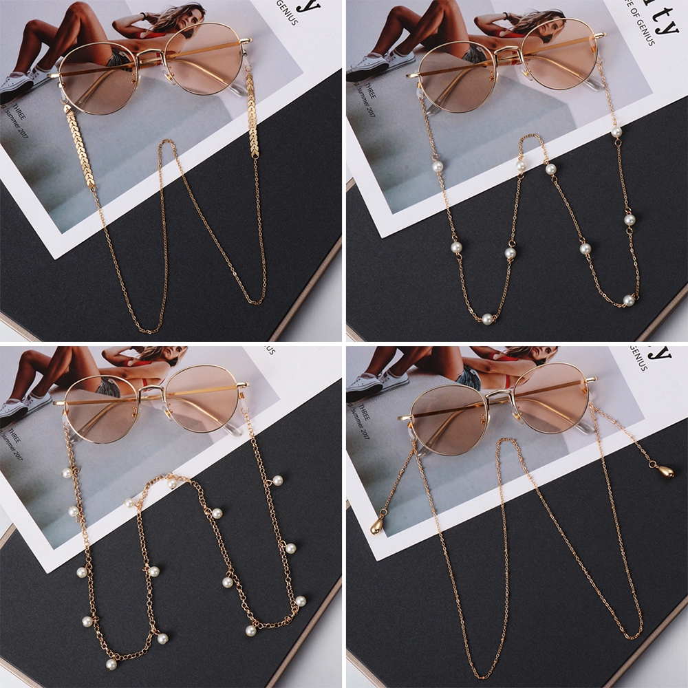 Dây chuỗi đeo mắt kính đính ngọc trai giả cho nữ