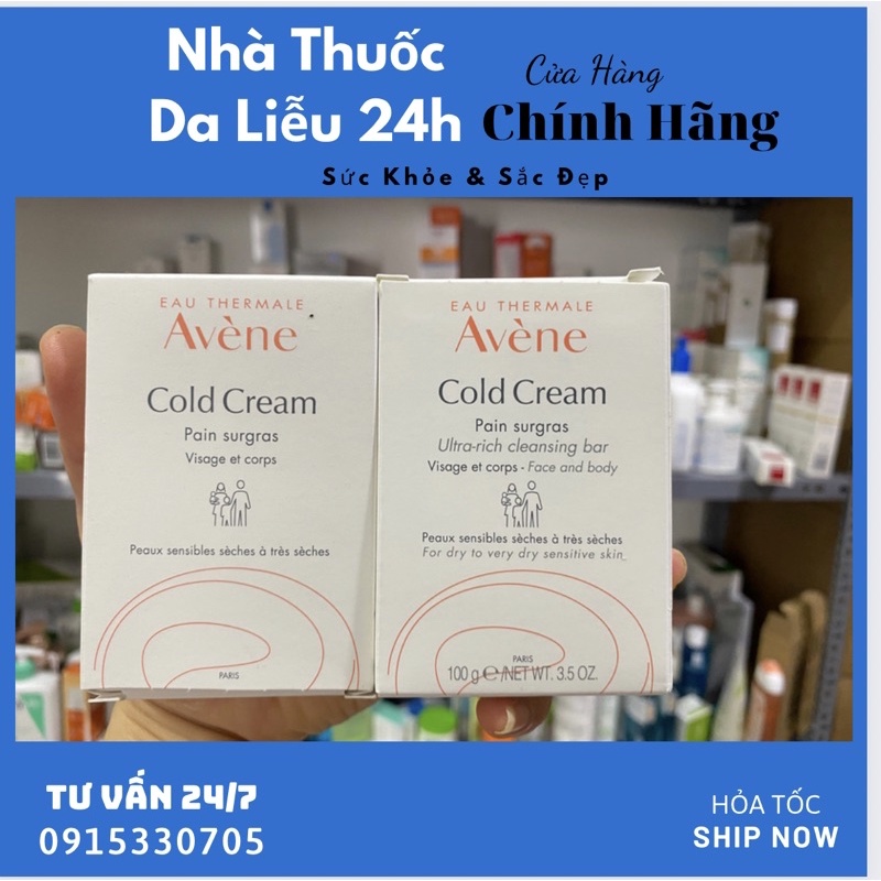 Thanh kem rửa mặt và tắm cho da khô Cold Cream Ultra Rich Soapfree Cleansing Bar Avene