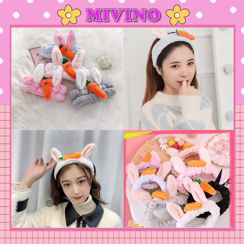Băng đô turban 3D cà rốt tai thỏ vải nhung xinh xắn Store4girls