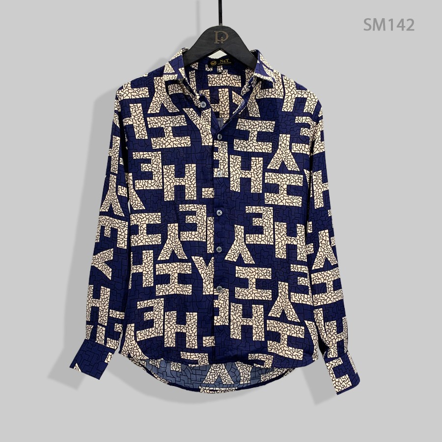 Áo sơ mi nam dài tay thời trang, sơ mi lụa đẹp công sở cao cấp họa tiết sang trọng sm142 ht.store6666