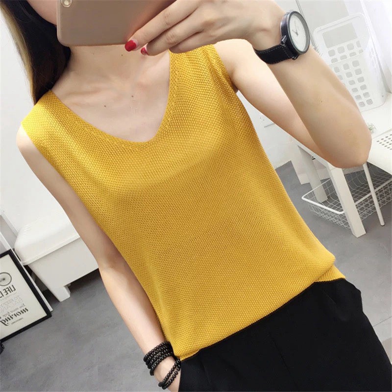 Áo cổ chữ V không tay thời trang lôi cuốn dành cho phái đẹp | BigBuy360 - bigbuy360.vn