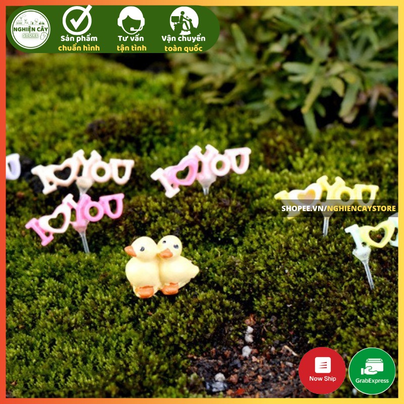 Phụ kiện Chữ I LOVE YOU trang trí tiểu cảnh, cây cảnh, sen đá