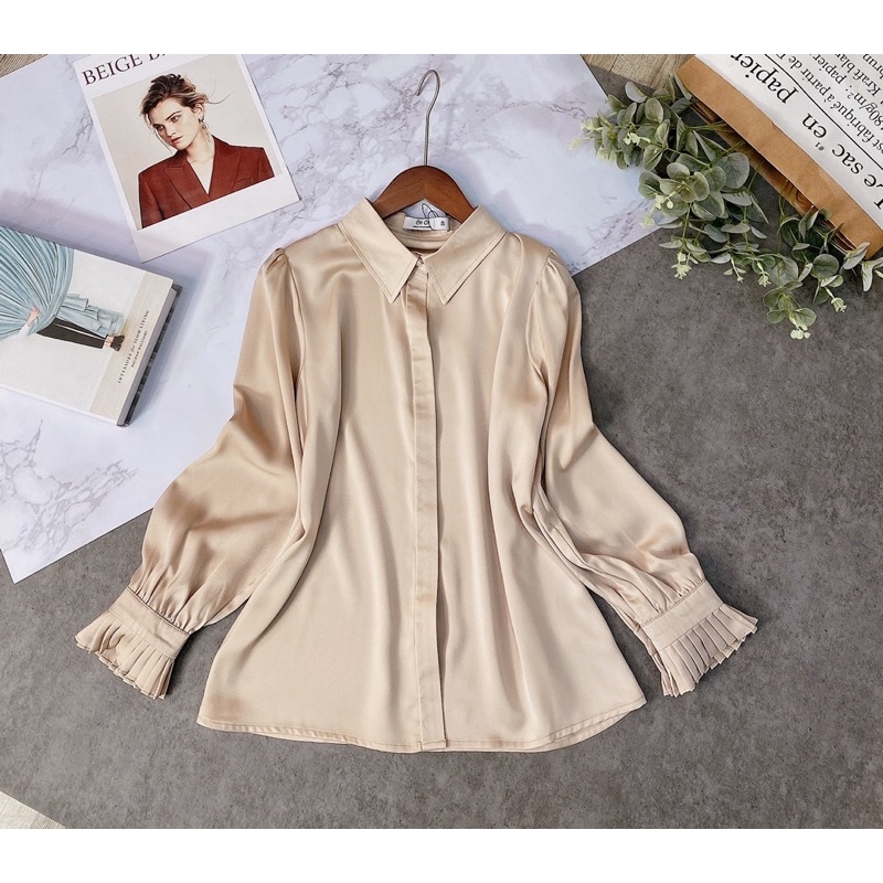 Sơ mi lụa cổ đức bèo cổ tay