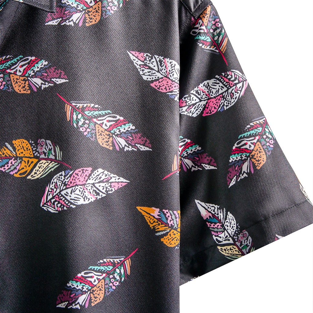 Áo sơ mi nam họa tiết tay ngắn Bird Feather Shirt lông vũ ASM103  ZUMAN lụa vân chéo, thoáng mát, không nhăn