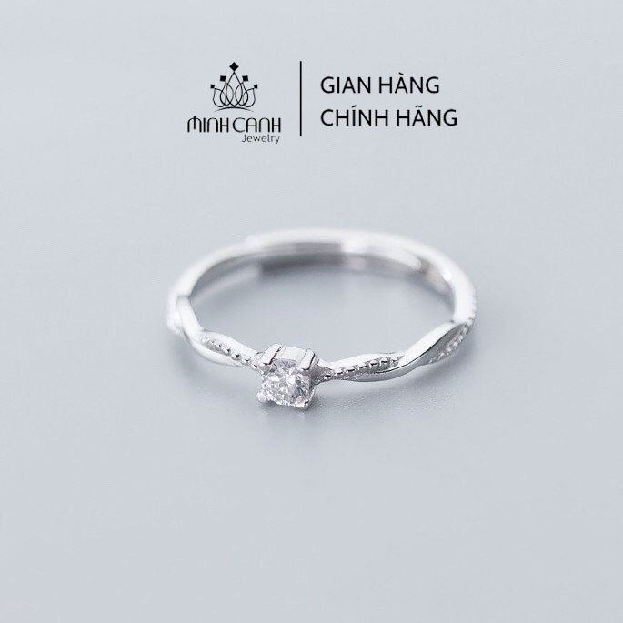 Nhẫn Bạc Nữ Xoắn Đính Đá Cao Freesize - Minh Canh Jewelry