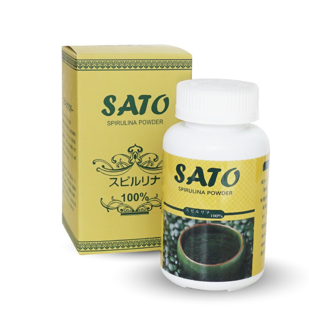 TẢO SATO XOẮN SPIRULINA DẠNG BỘT - Hộp 100 gram vi kim tảo biển phi kim nano pha với Vitamin C