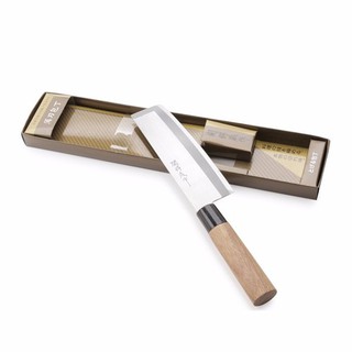 Dao thái cán gỗ Mitsuboshi 17cm (dao 8) (Nâu nhạt)
