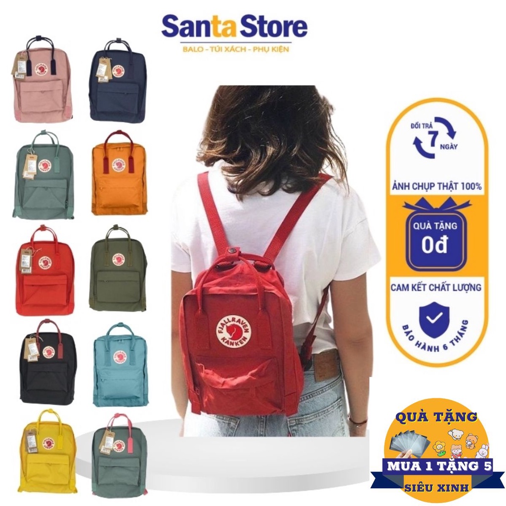 Balo mini nữ Kanken thời trang cao cấp vải chống nước nhiều màu nhỏ xinh đựng đồ du lịch đi chơi đi học logo phản quang