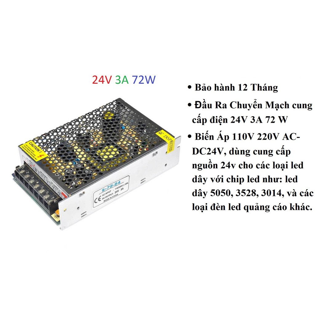 NGUỒN TỔ ONG 24V - 1A/2A/3A(24W/48W/72W) NÊN MUA - KHÔNG QUẠT LOẠI TỐT.