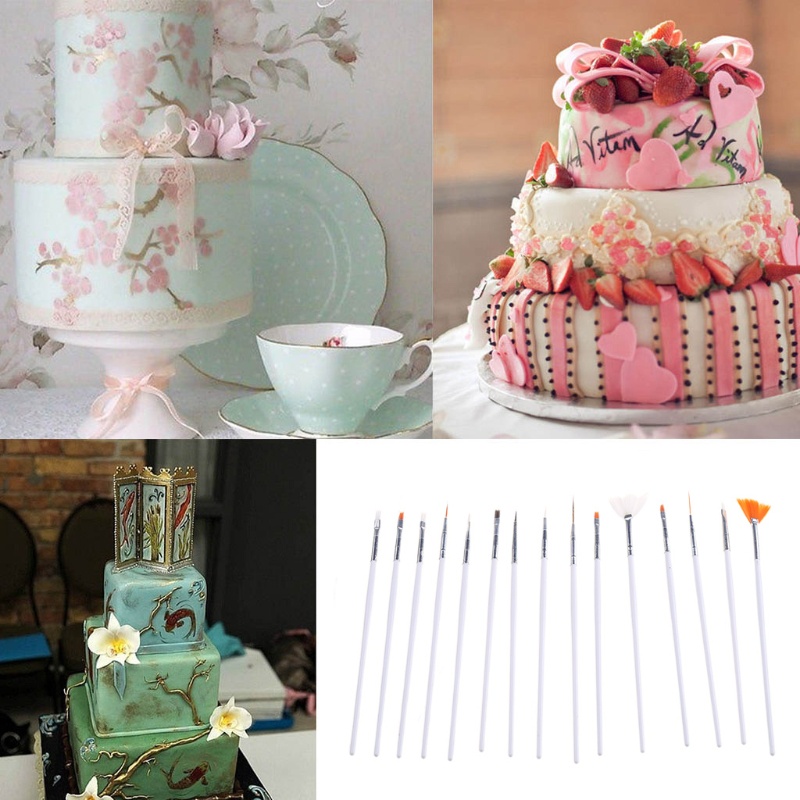 1 15 Cọ Vẽ Trang Trí Bánh Kem Kích Thước Nhỏ Gọn Bền Bỉ Dùng Làm Quà Tặng