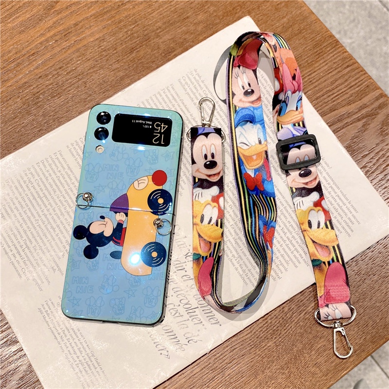 Ốp Điện Thoại Mềm Họa Tiết Hoạt Hình Lấp Lánh Có Dây Đeo Cho Samsung Galaxy Z Flip 4 3 5G