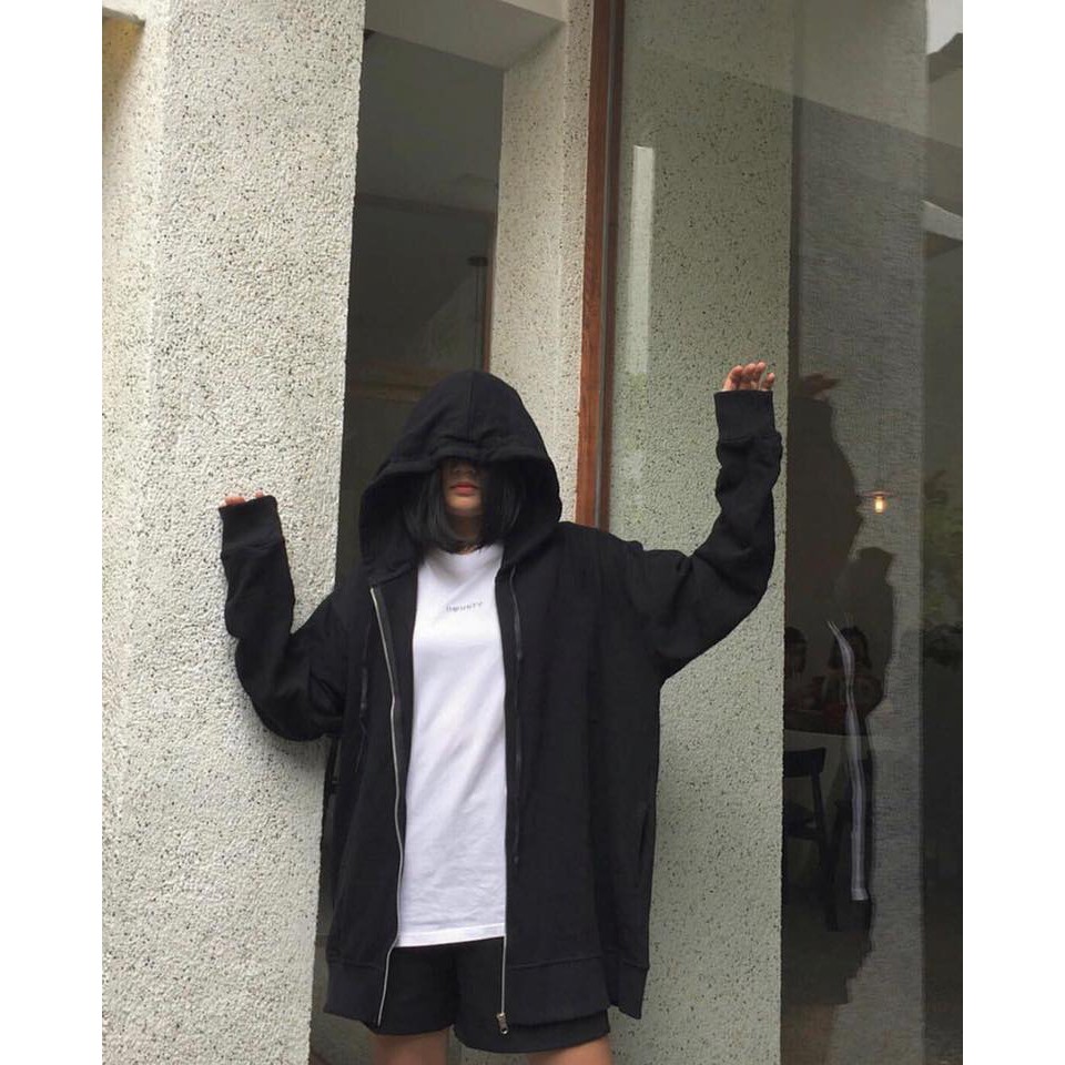 ÁO HOODIE ZIP UNISEX BLACK - KHOÁC HOODIE DÂY KÉO DÁNG RỘNG MÀU ĐEN - MM | BigBuy360 - bigbuy360.vn