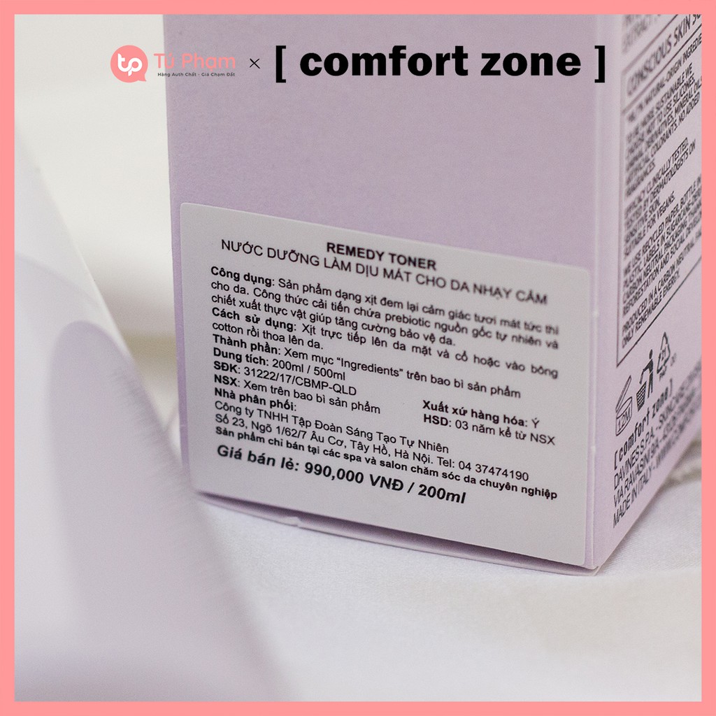 Nước Hoa Hồng Comfort Zone Remedy Toner 200ml