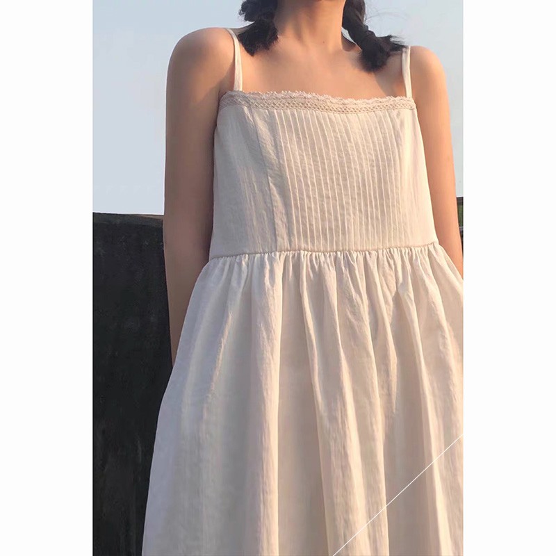 ✧﹊✓Triều Tên Pháp ren sling dress nữ mùa hè cổ tích lỏng lẻo tính khí váy nhỏ 2021 mới mỏng