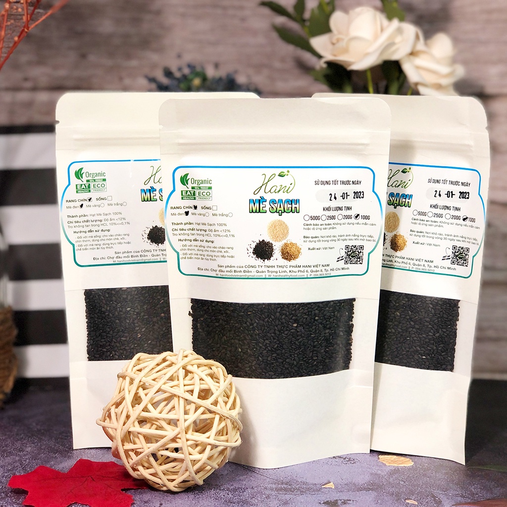 100g Mè Đen Chuẩn Sạch, Giống Thuần Chủng, Loại Rang Sẵn Làm Bánh Nấu Chè 🌽 Kho sỉ dinh dưỡng HANI FOOD