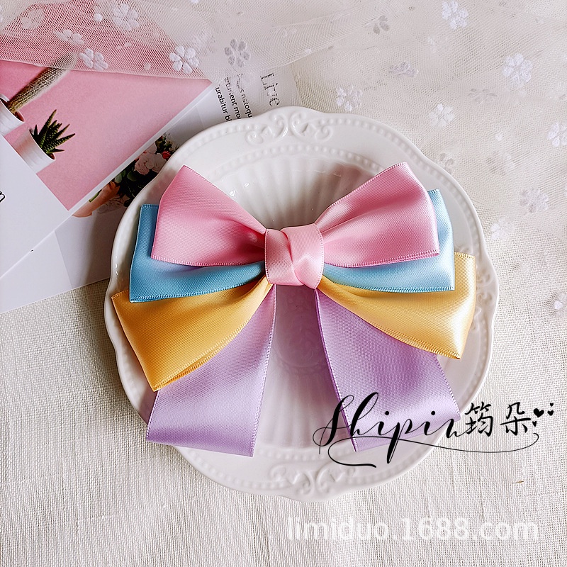 Kẹp Tóc Nơ Ruy Băng Lớn Màu Trắng Phong Cách Công Chúa Bạch Tuyết Mới Cho Bé Gái