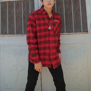 Áo Sơ Mi Flannel Three Hundred Màu Đỏ
