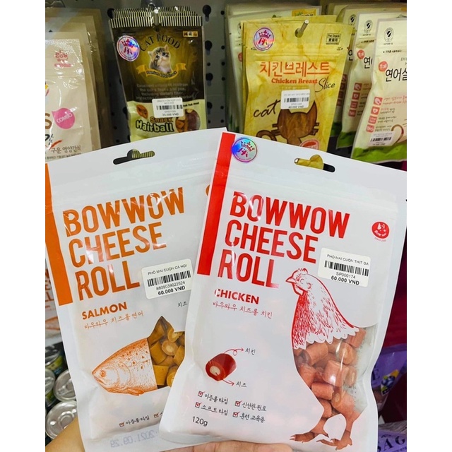 [ 120gr ] Bowwow Cheese Roll - Phomai cuộn thịt gà / cá hồi