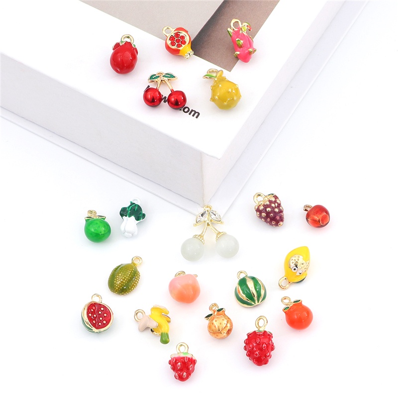 Set hạt mặt dây chuyền vòng đeo tay trang sức BEADIA thiết kế trái cây hoạt hình hợp kim thời trang mới đáng yêu