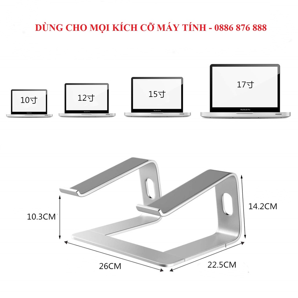 Giá đỡ để laptop stand notebook Macbook máy tính xách tay hợp kim nhôm có thể tháo rời kiêm tản nhiệt.